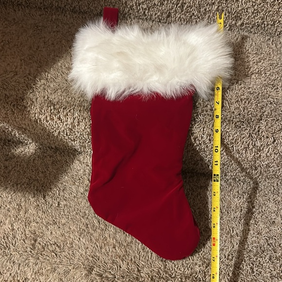 Red Velvet and faux fur Christmas Stocking - Picture 3 of 4